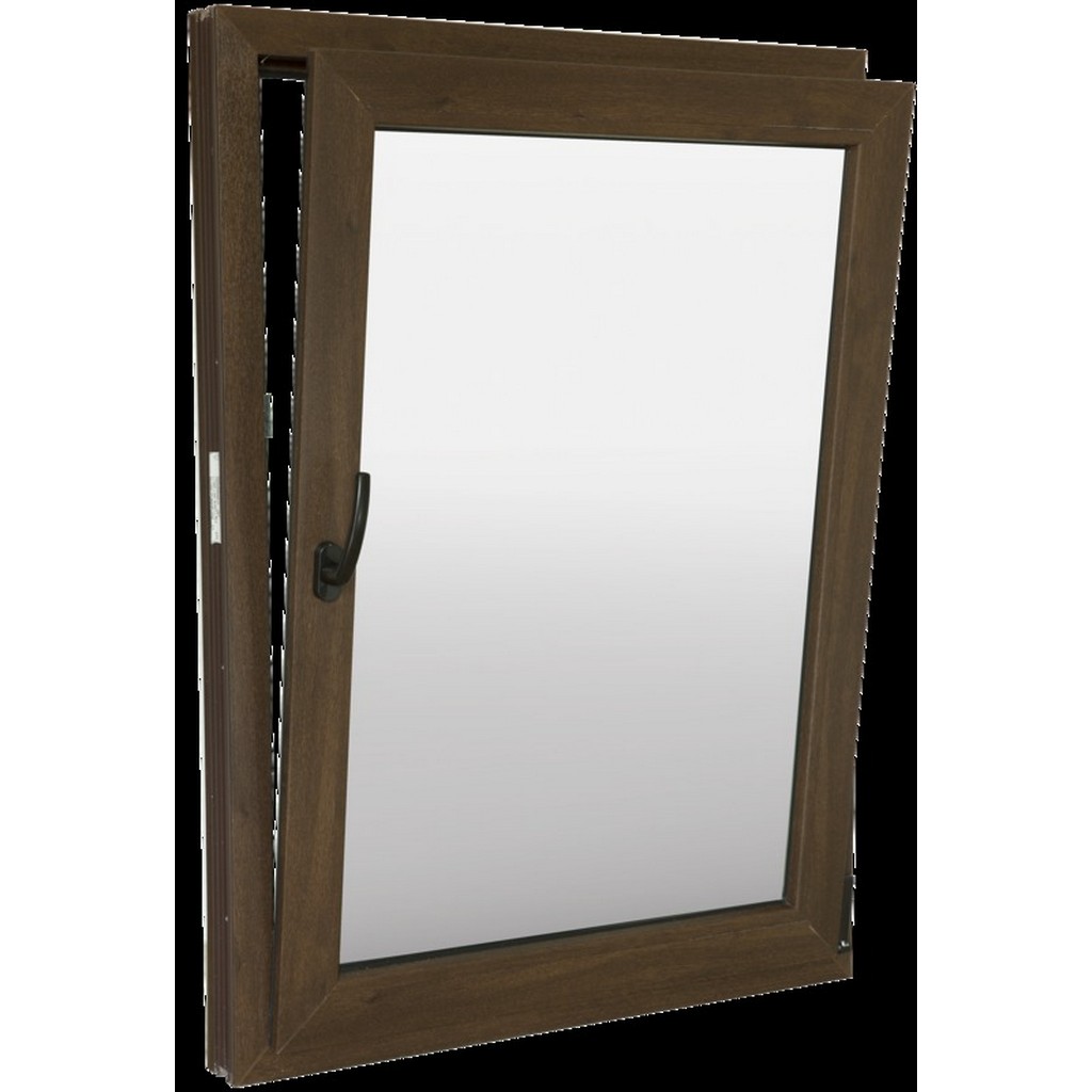 Fereastra termopan FENSTERWELT, PVC, 6 camere, 86 x 116 cm, deschidere oscilobatanta dreapta, nuc