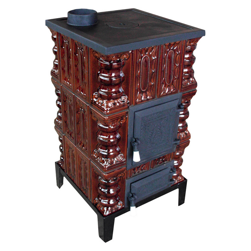 Soba teracota, 3 randuri + plita, 5 kW, 46 x 46 x 85 cm, maro