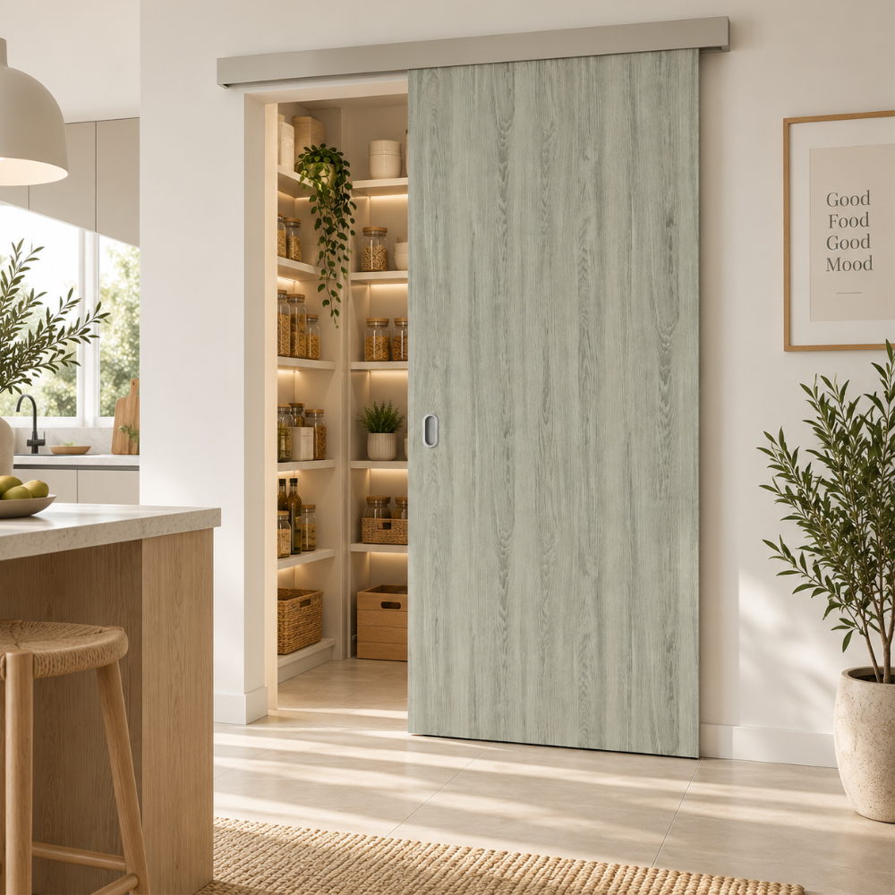 Sistem culisare usa, MDF, 190 cm, negru