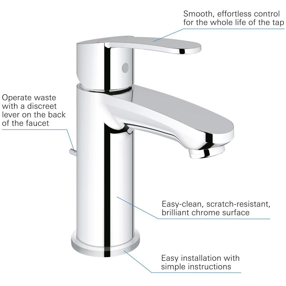 Baterie lavoar GROHE Eurostyle 23037002, marimea M, alama, crom