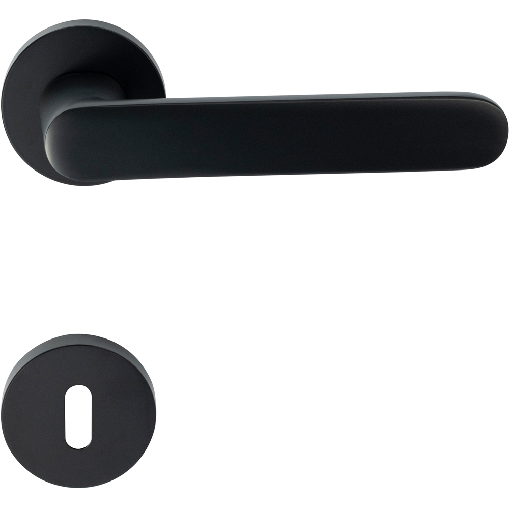 Maner usa cu rozeta VEROFER Iris, aluminiu, 120 mm, negru mat