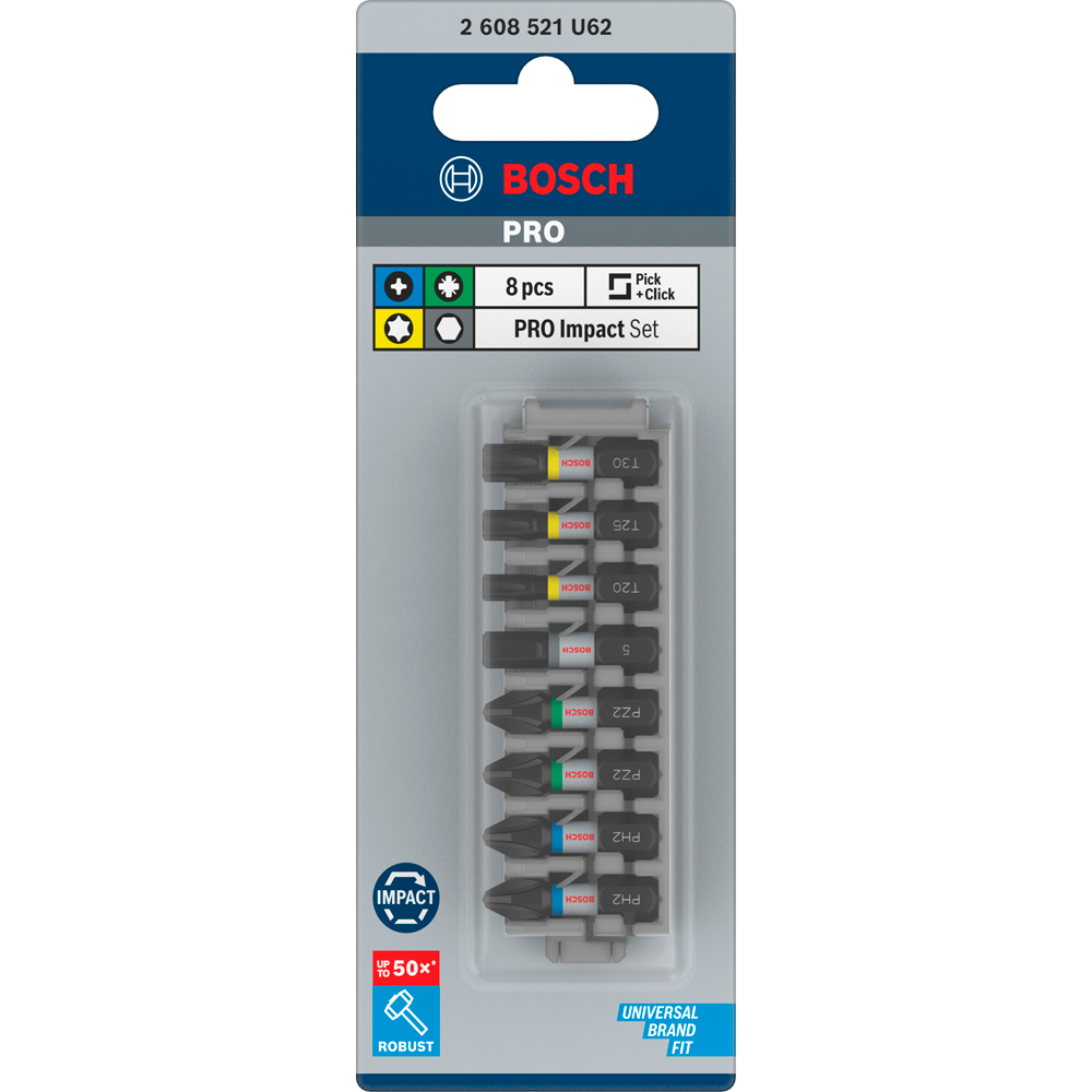 Set BOSCH PRO, 8 biti impact, 25mm