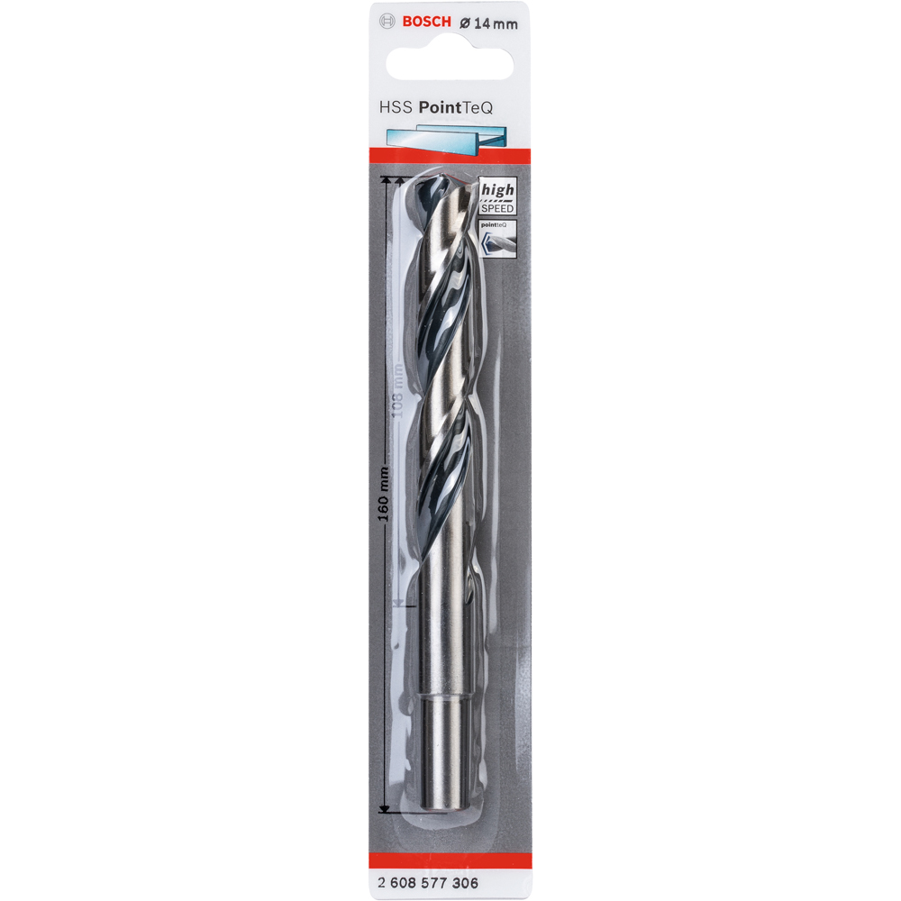 Burghiu metal BOSCH, HSS pointteq, 14mm, coada redusa