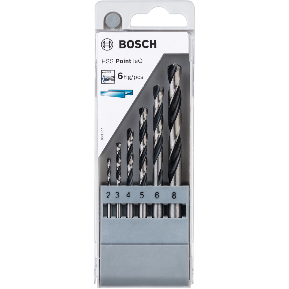 Burghiu metal BOSCH, HSS pointteq, 2-8 mm, 6buc