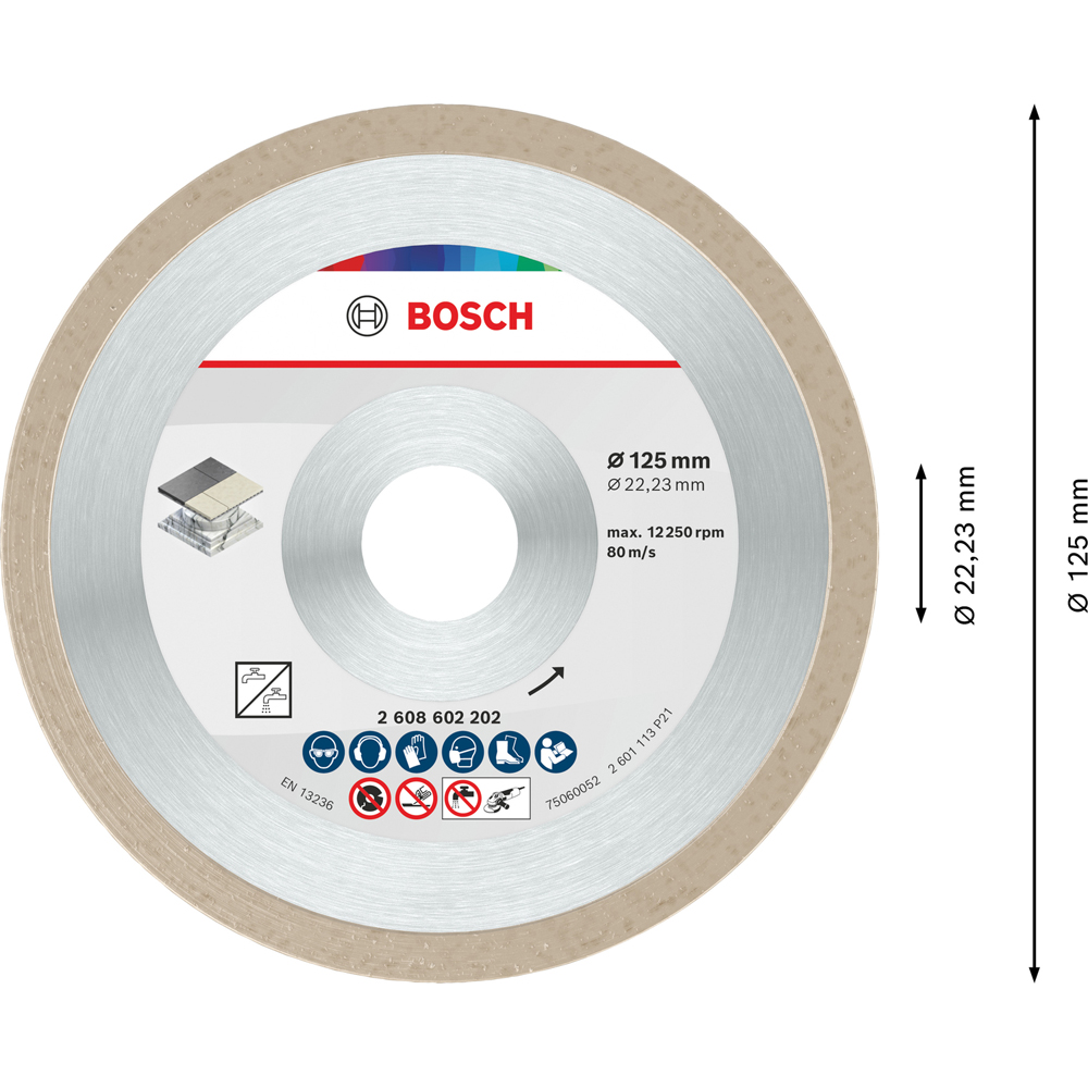 Disc diamantat BOSCH, ceramic, 125 x 22.2 x 1.6