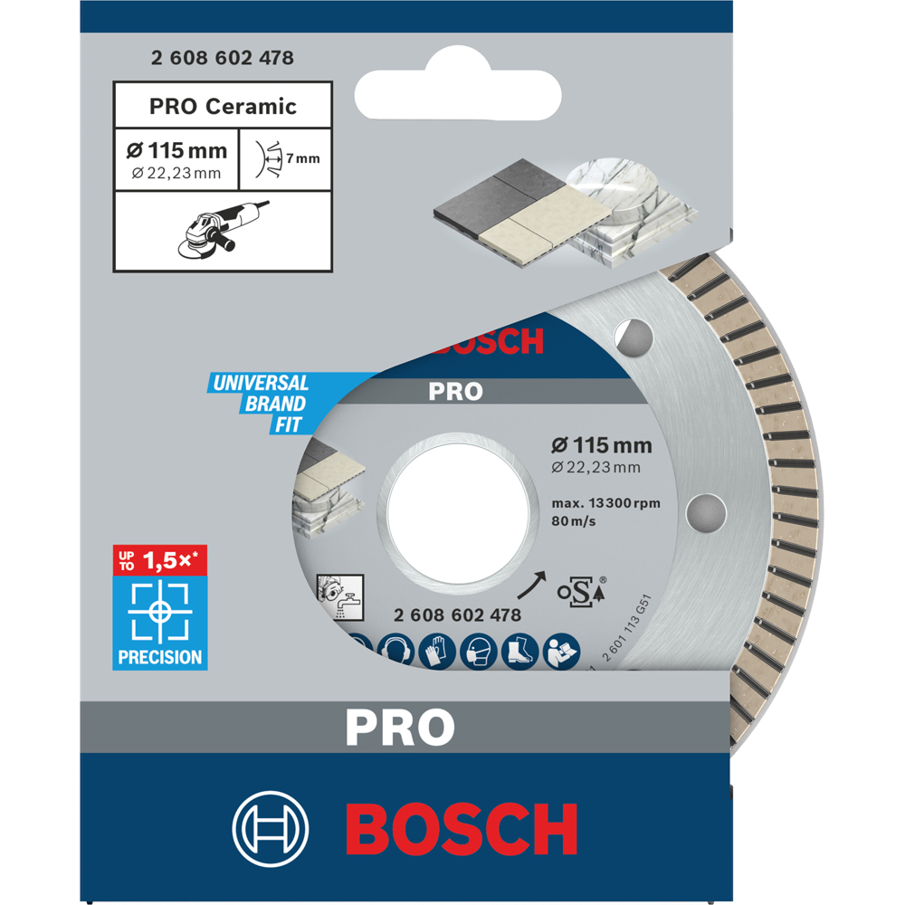 Disc diamantat BOSCH PRO, ceramic, 115 x 22, 23 mm