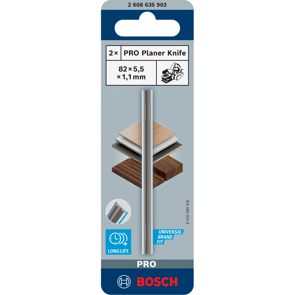 Cutite pentru rindea BOSCH PRO, 82 x 5.5 x 1.1mm, 2buc