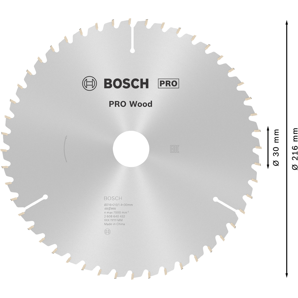 Panza circular BOSCH PRO, wood, 216 x 30 x 2 mm, T48