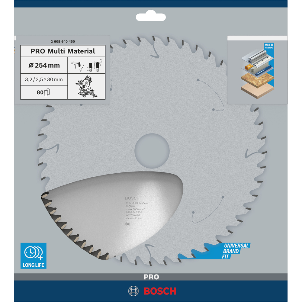 Panza circular multi BOSCH PROFESSIONAL, 254x30x3.2mm T80