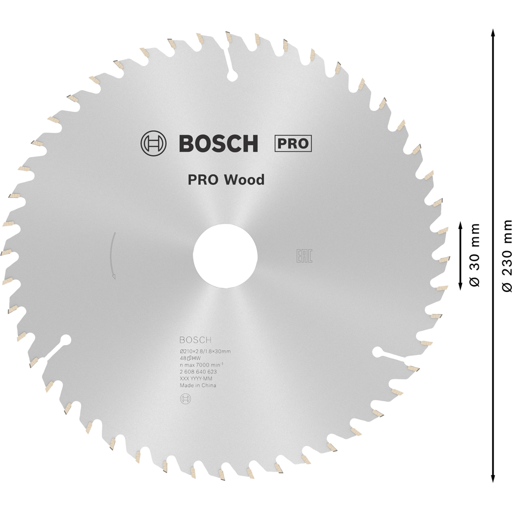 Panza circular BOSCH, wood, 210 x 30 x 2.8 mm, T48