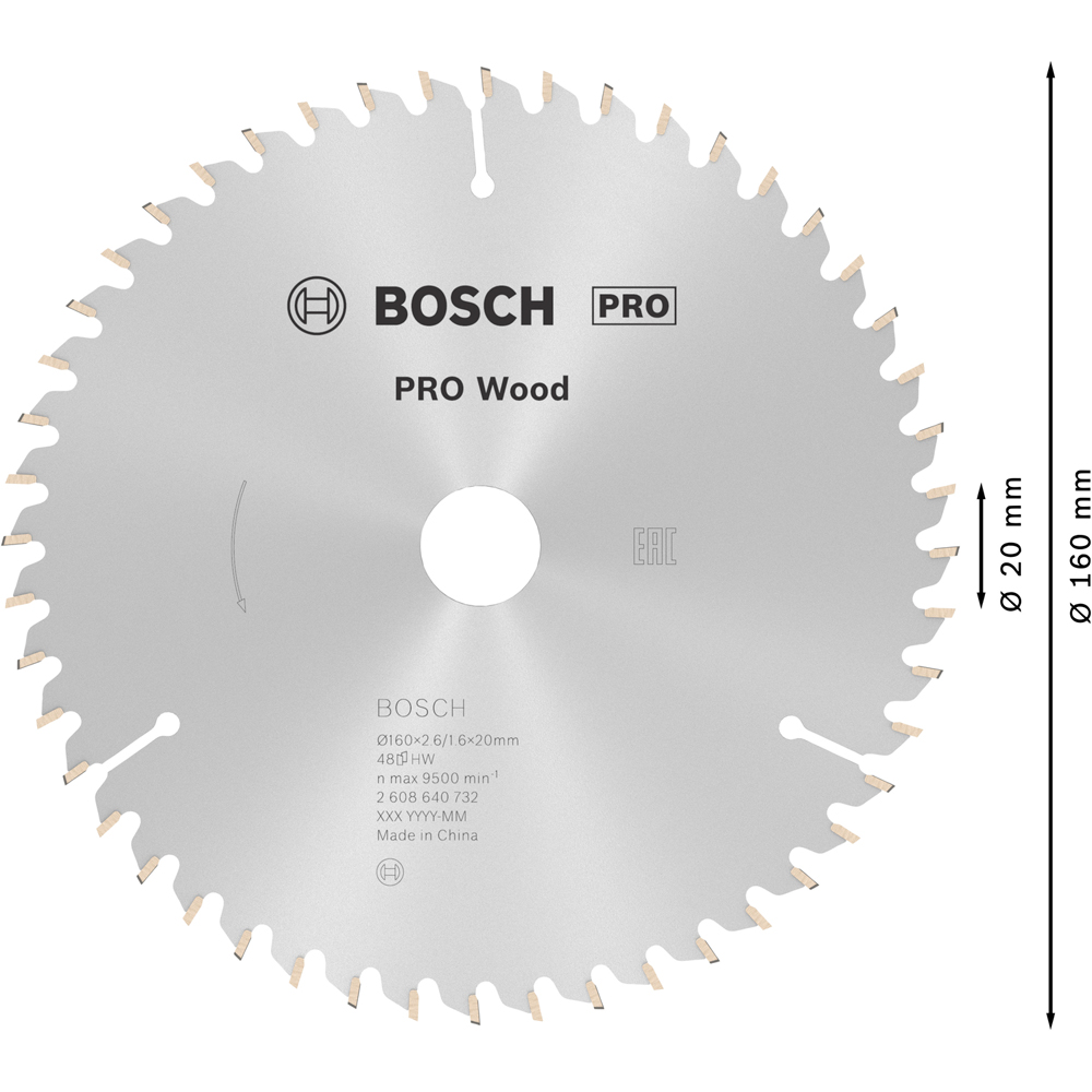 Panza circular BOSCH PRO, wood, 160 x 20, T48