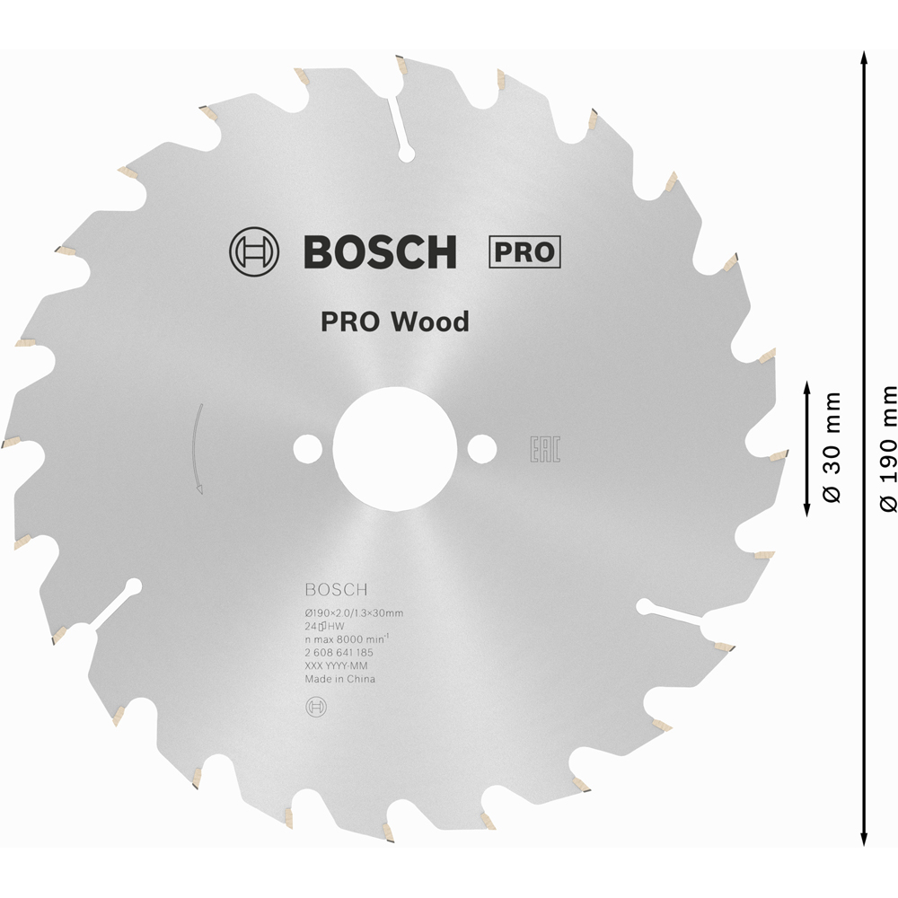 Panza circular BOSCH PRO, wood, 190 x 30 x 2 mm, T24