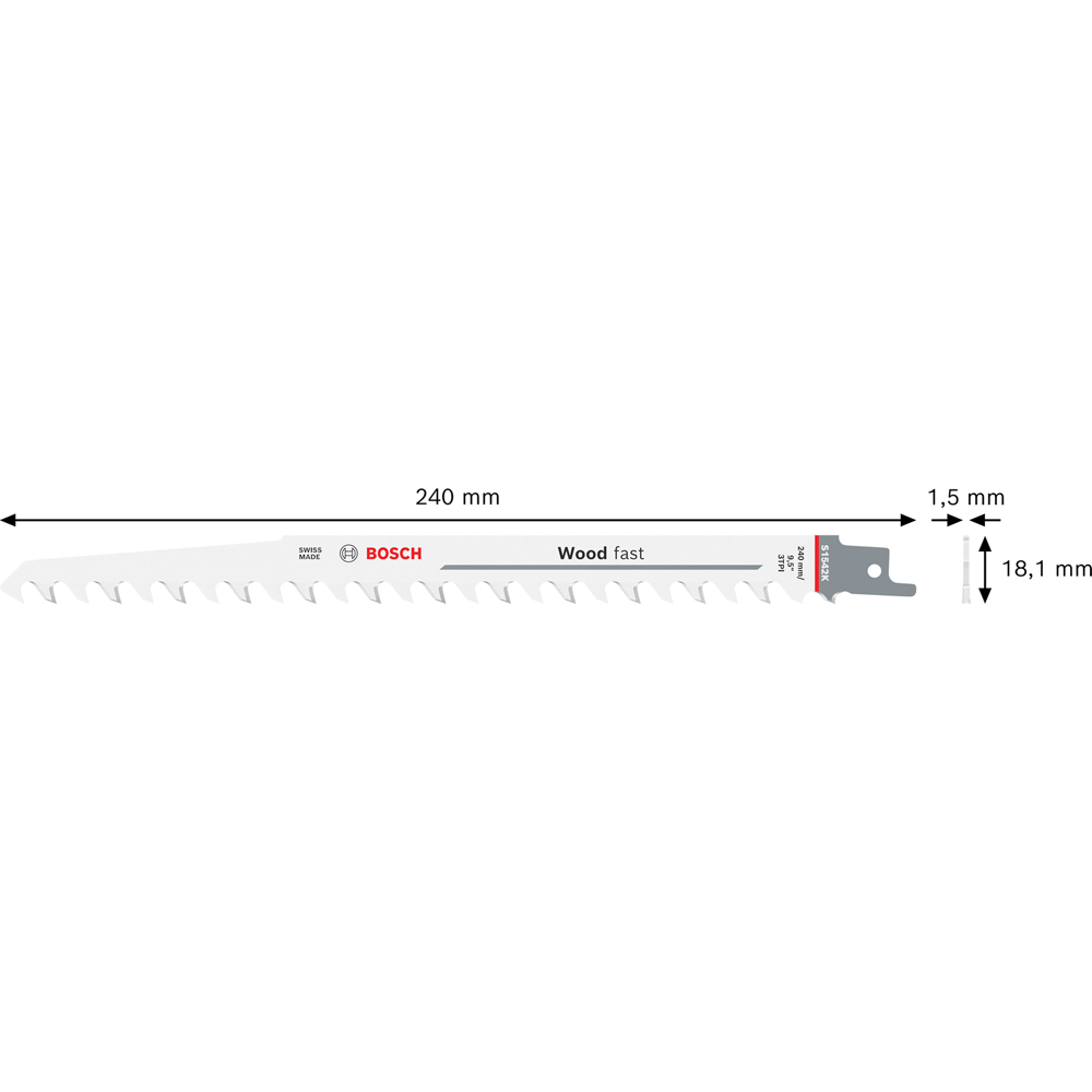 Panza ferastrau sabie BOSCH, lemn, 200 x 19 x 1.5mm