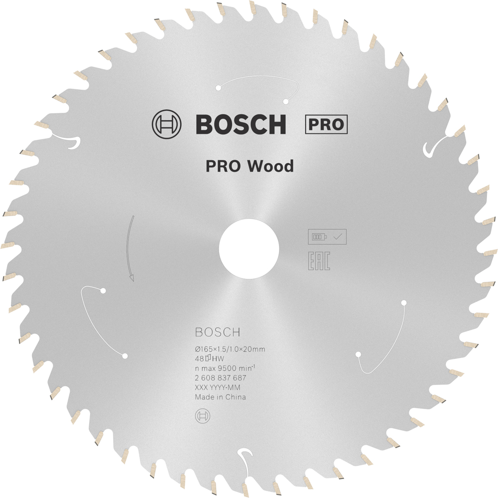 Panza circular BOSCH PRO, wood, 165 x 20 x 1.5 mm, T48