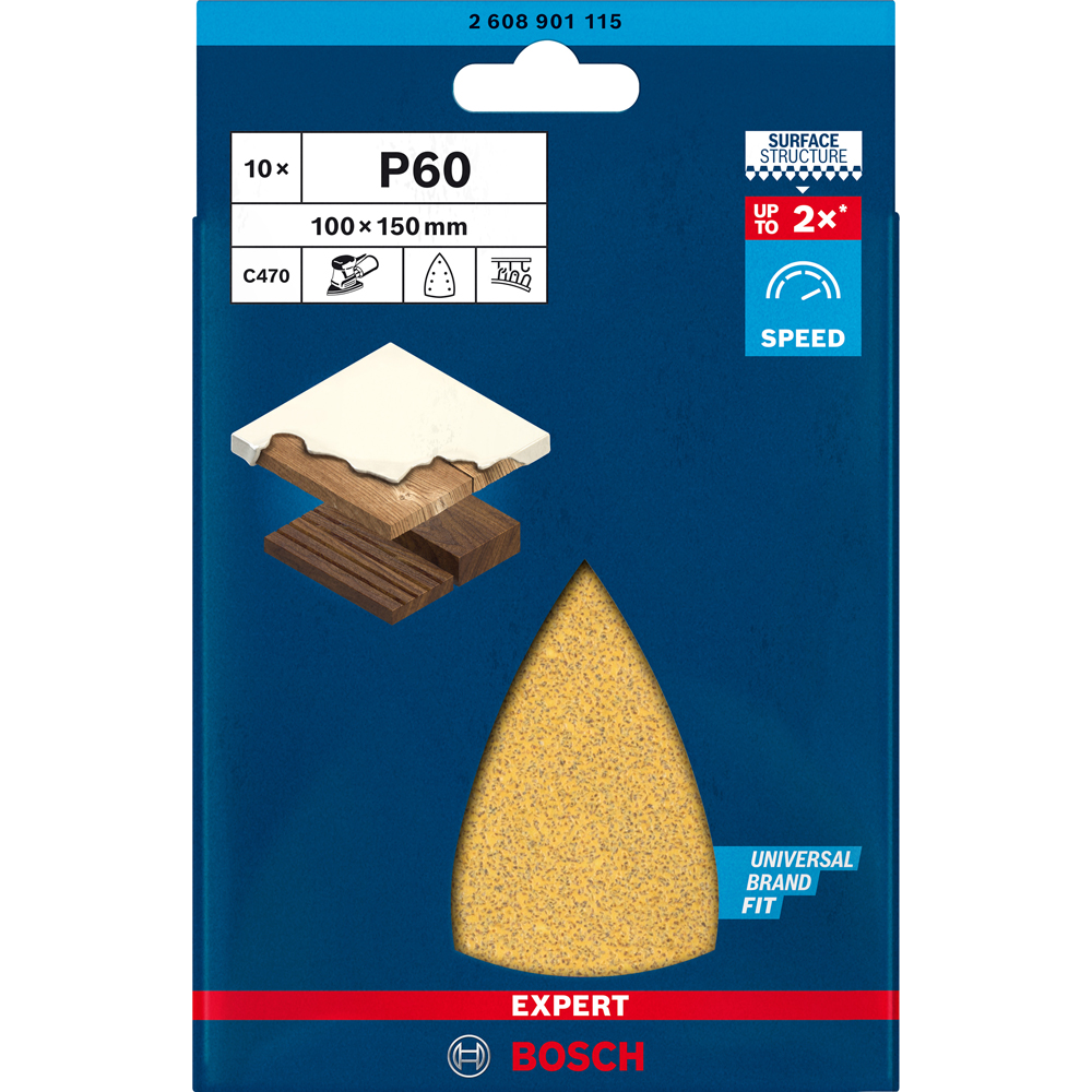 Foaie abraziva delta BOSCH PRO, EXPERT, 100 x 150, G60