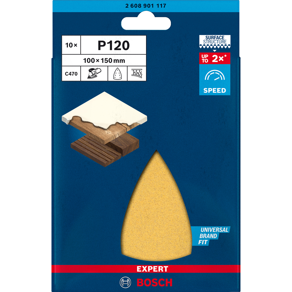 Foaie abraziva delta BOSCH PRO, EXPERT, 100 x 150, G120