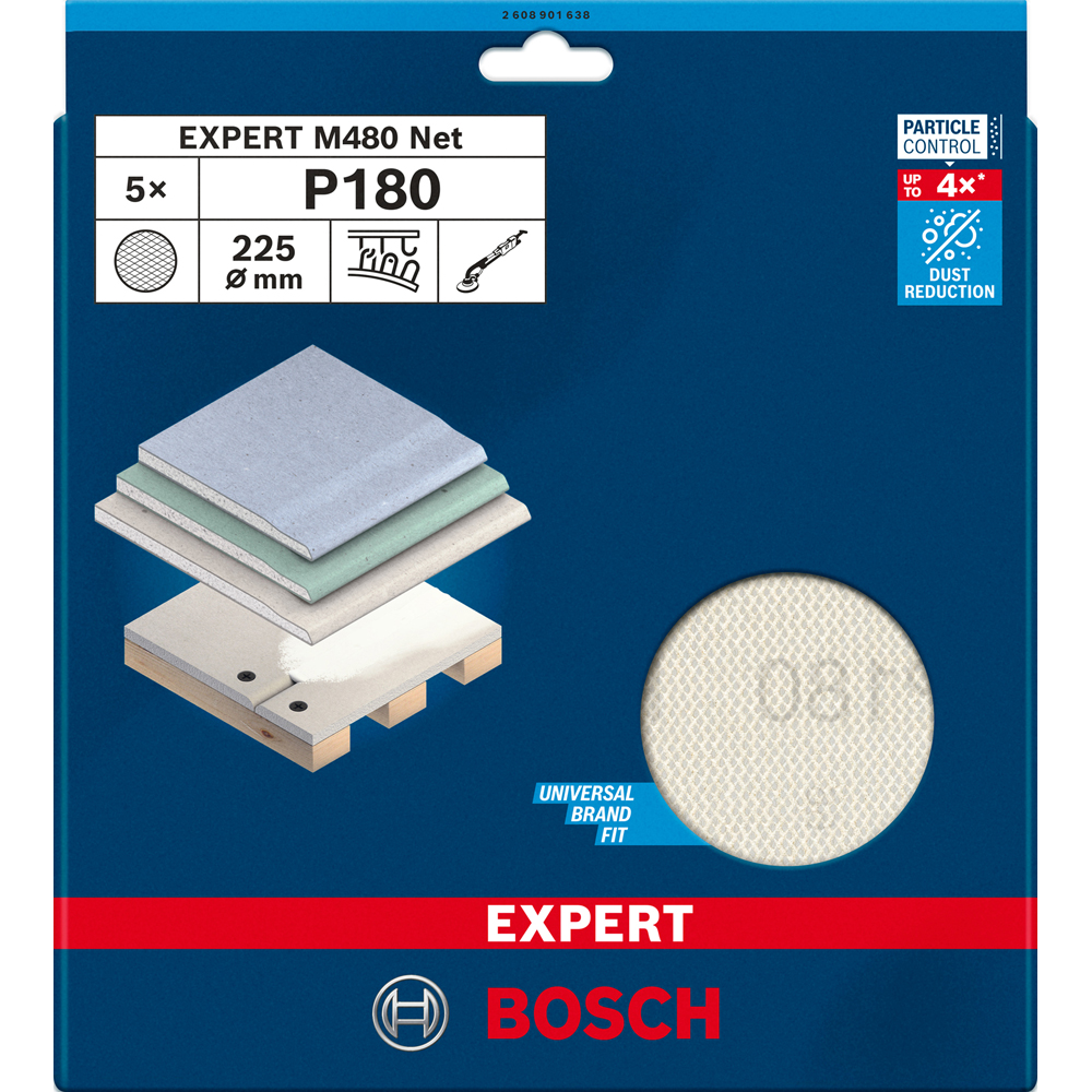 Disc abraziv BOSCH PRO, EXPERT, 225mm, G180, 5buc