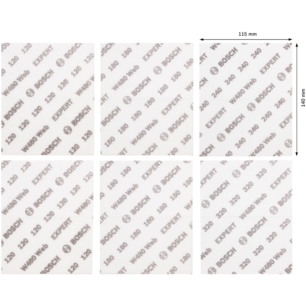 Foaie abraziva BOSCH PRO, EXPERT W480, 140 x 115MM, 6buc