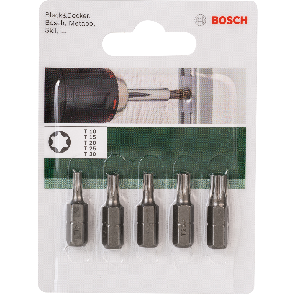 Set mixt BOSCH, 5 biti T10, T15, T20, T25, T30, 25mm