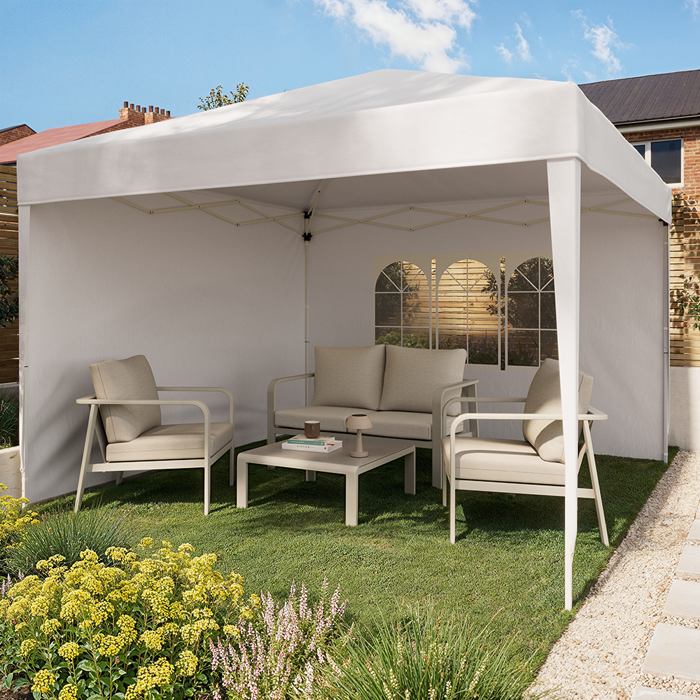 Pavilion gradina Tudy, poliester, 293 x 293 x 252 cm, alb