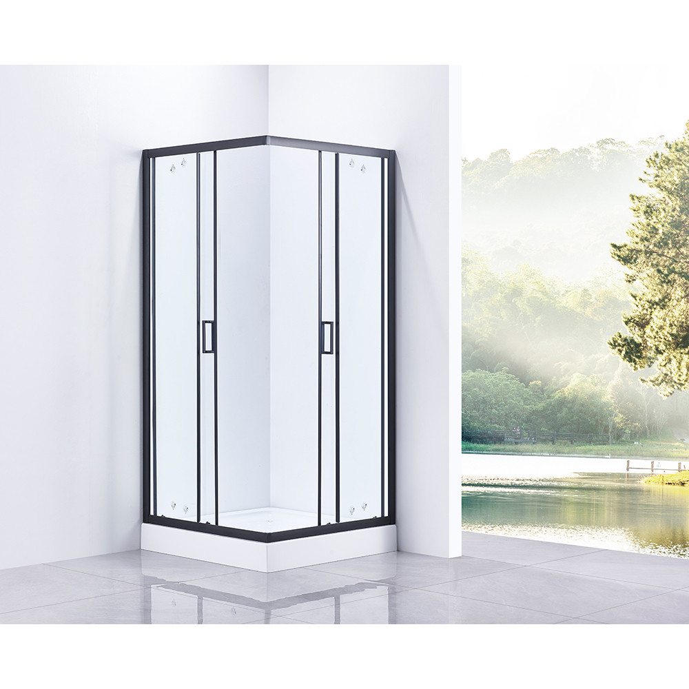 Cabina dus standard BELFORM Infinity, patrata, aluminiu, 80 x 80 x 185 cm, sticla securizata 5mm, profil negru