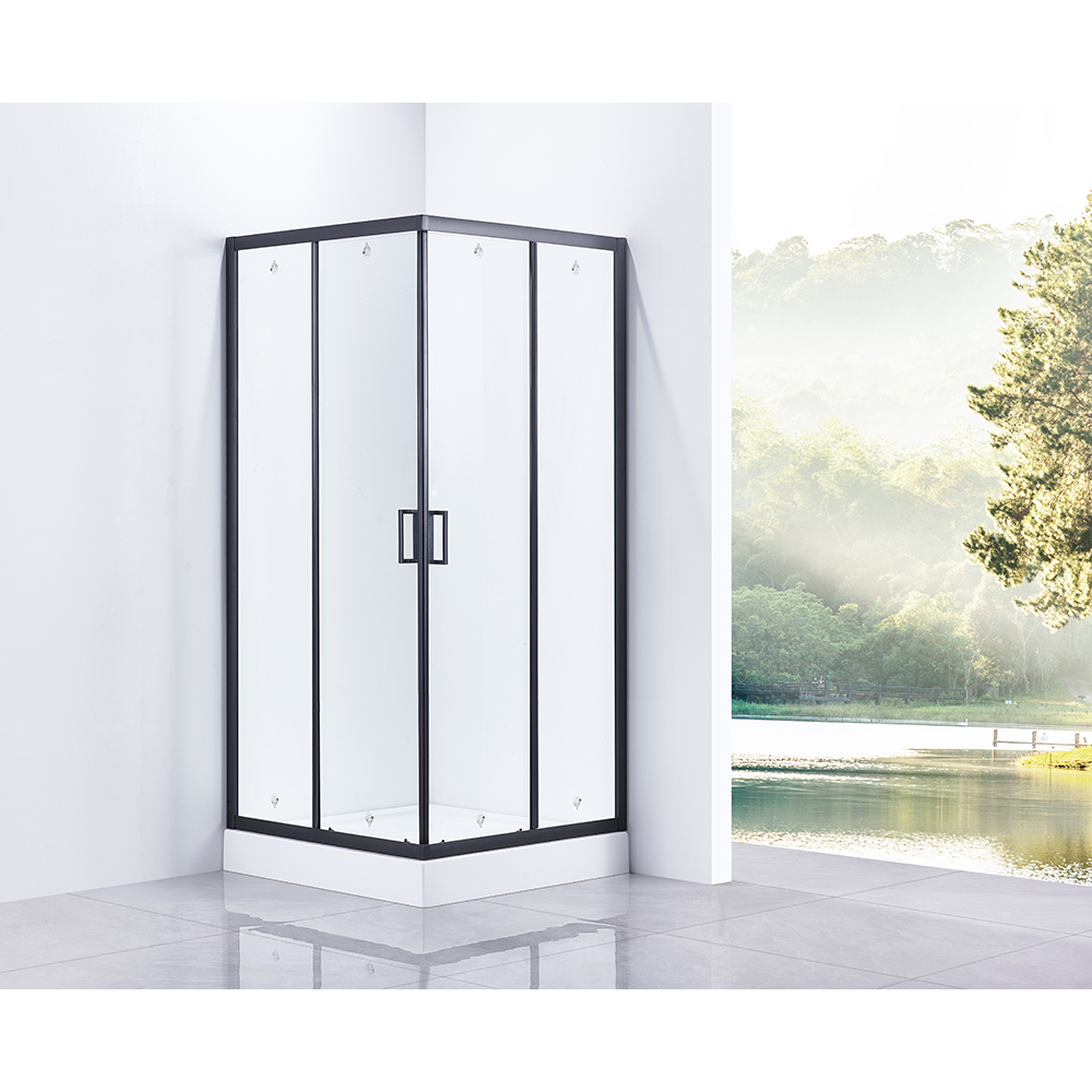 Cabina dus standard BELFORM Infinity, patrata, aluminiu, 90 x 90 x 185 cm, sticla securizata 5mm, profil negru