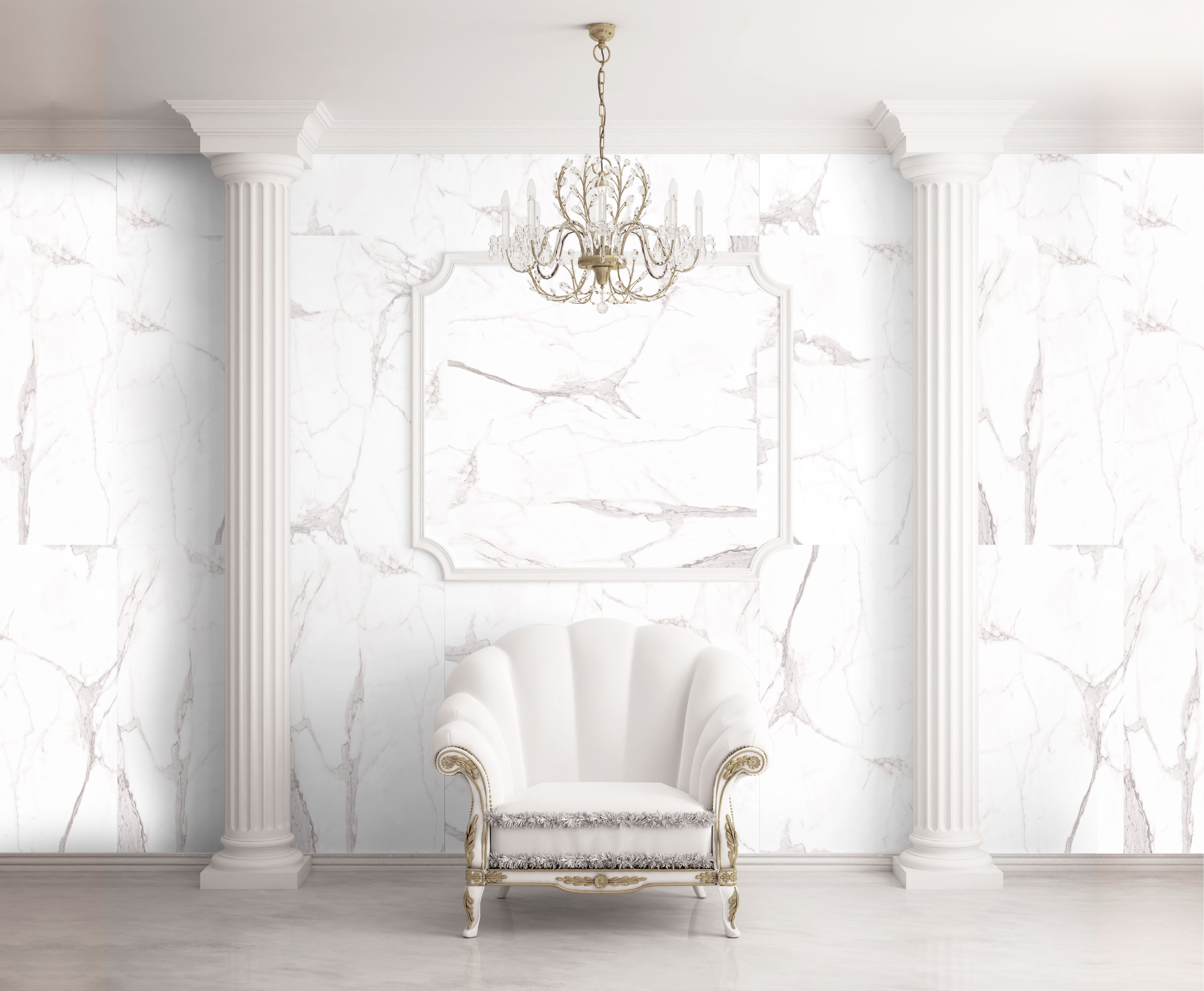 Gresie interior Carrara, marmura alb mat, 60 x 120 cm, 10 mm, 1.44 m2/cutie