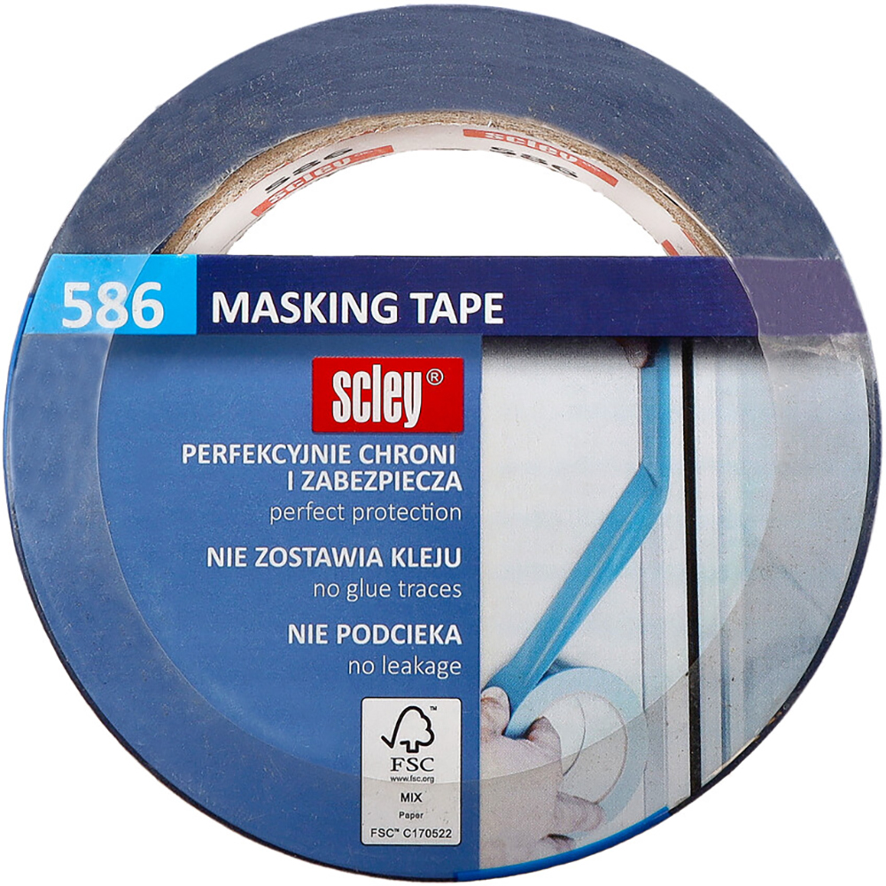 Banda de mascare universala SCLEY 586, 38 mm x 33 m, albastru