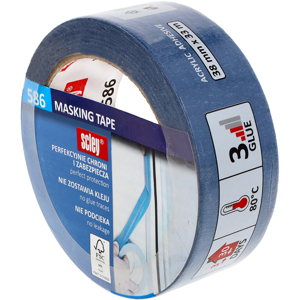 Banda de mascare universala SCLEY 586, 38 mm x 33 m, albastru