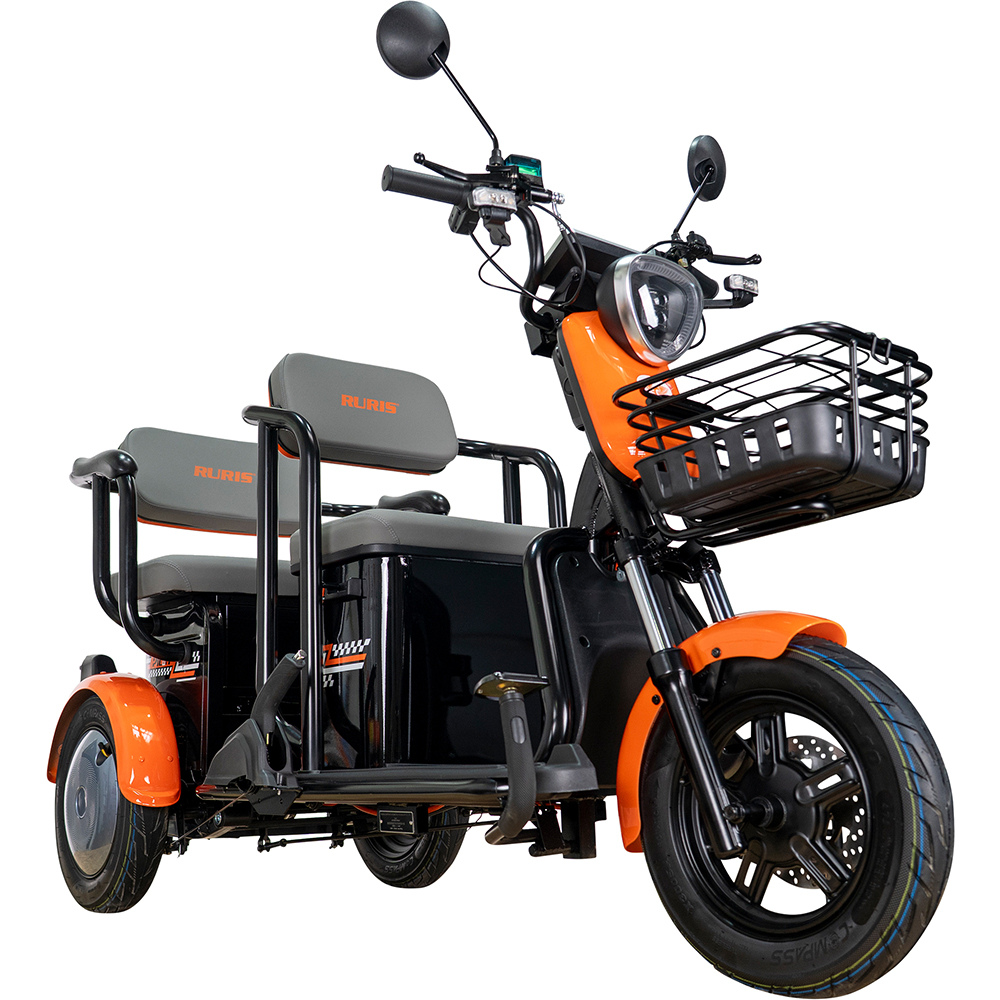Triciclu electric RURIS Cargo Pilot 3020N, 2000W, Viteza 25 Km/h, Autonomie max 50 Km, negru-portocaliu