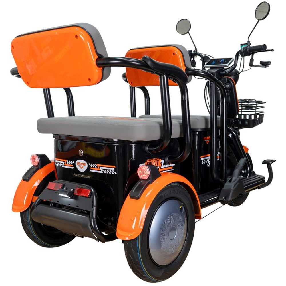 Triciclu electric RURIS Cargo Pilot 3020N, 2000W, Viteza 25 Km/h, Autonomie max 50 Km, negru-portocaliu