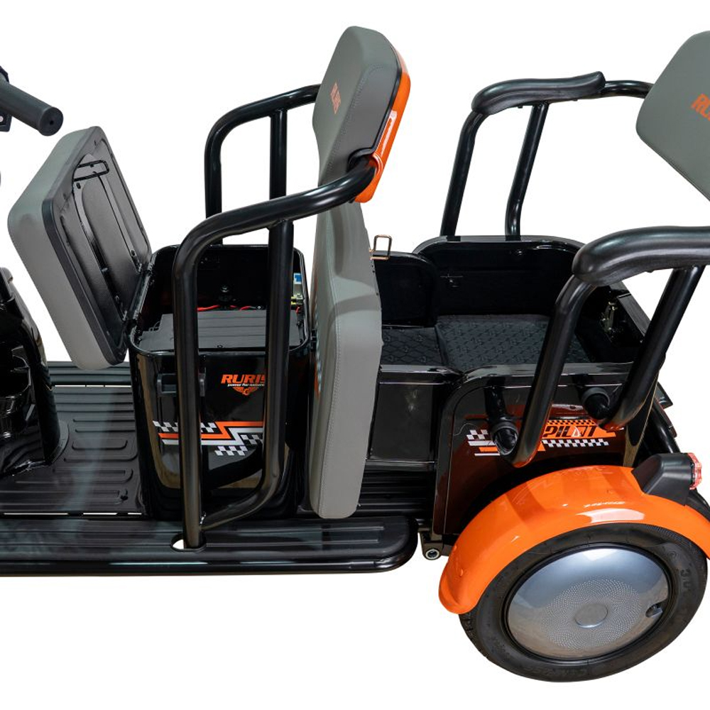 Triciclu electric RURIS Cargo Pilot 3020N, 2000W, Viteza 25 Km/h, Autonomie max 50 Km, negru-portocaliu