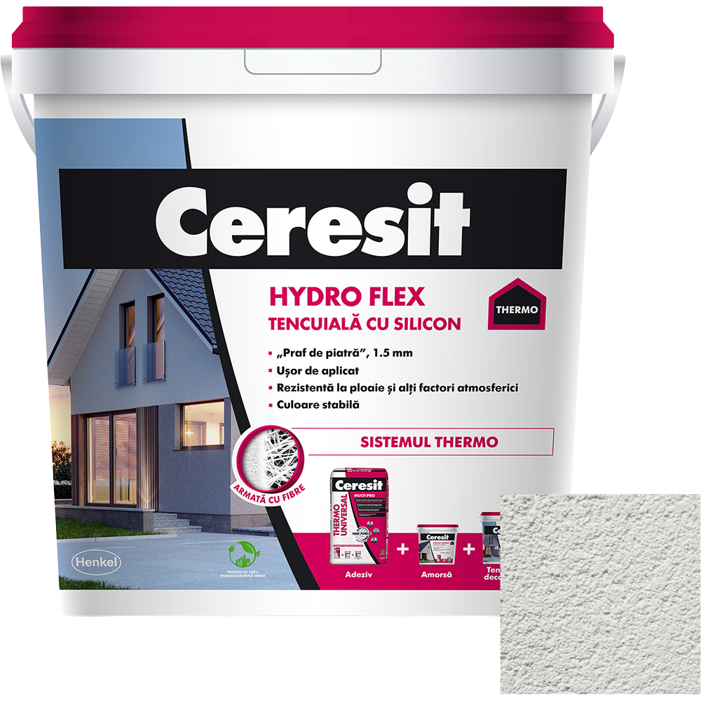Tencuiala decorativa cu silicon Ceresit Hydro flex, Etna 1, interior/ exterior, 25 kg