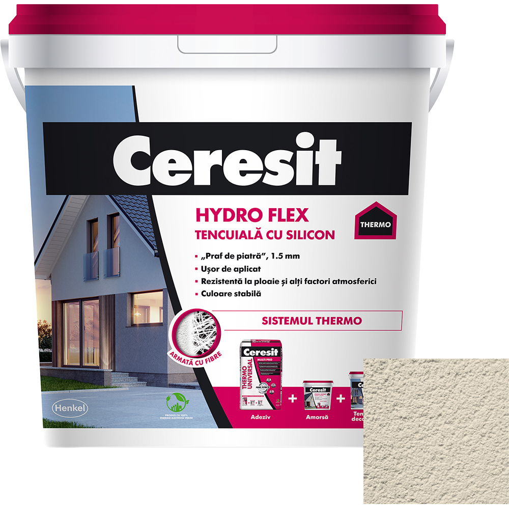 Tencuiala decorativa cu silicon Ceresit Hydro flex, Andalusia 2, interior/exterior, 25 kg