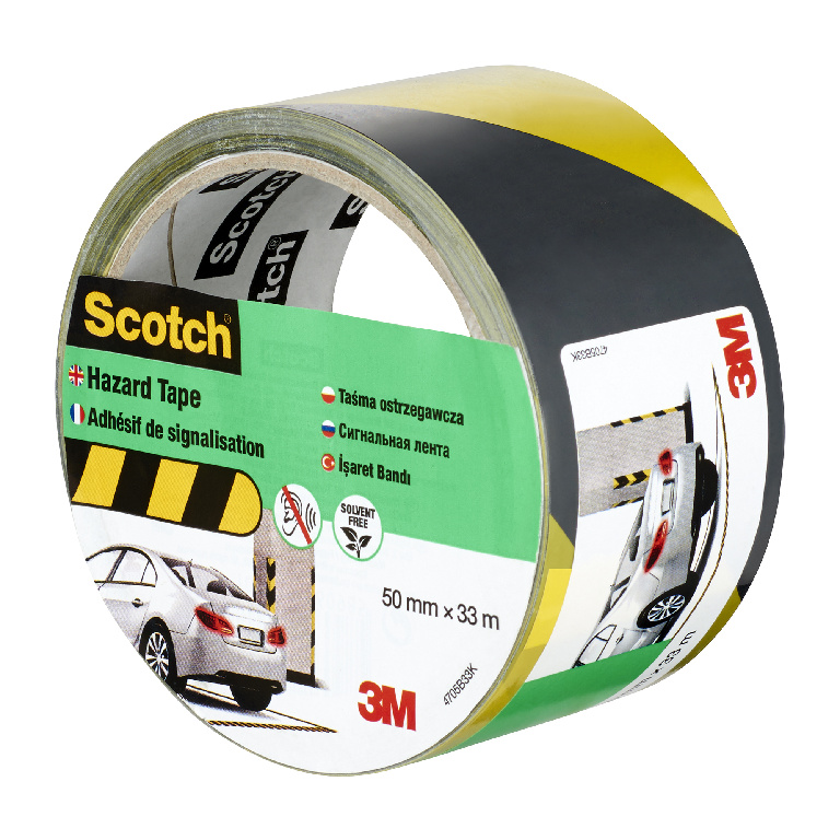 Banda marcare 5 cm x 33 m Galben/Negru Scotch
