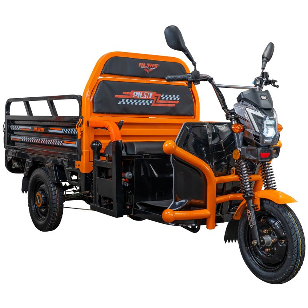 Triciclu electric RURIS Cargo Pilot 3120N, 2000W, Viteza 25 Km/h, Autonomie max 70 Km, negru-portocaliu