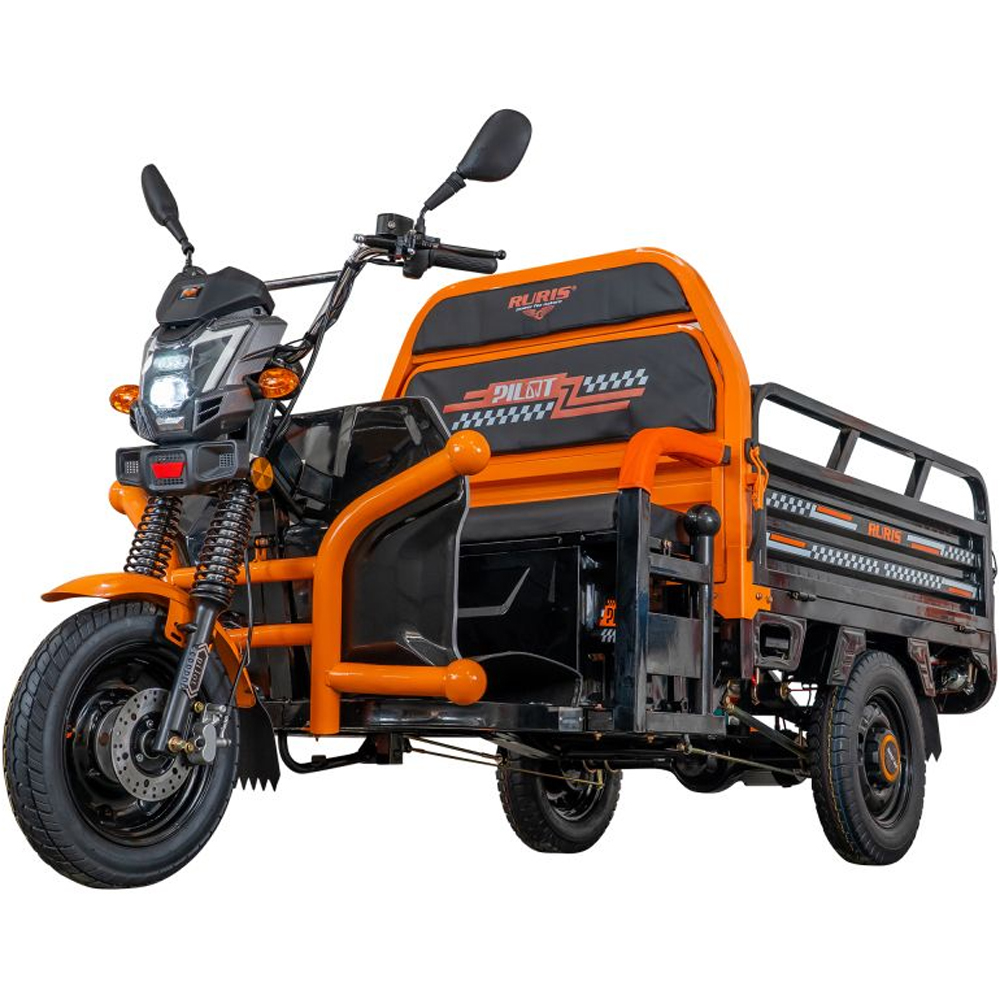 Triciclu electric RURIS Cargo Pilot 3120N, 2000W, Viteza 25 Km/h, Autonomie max 70 Km, negru-portocaliu