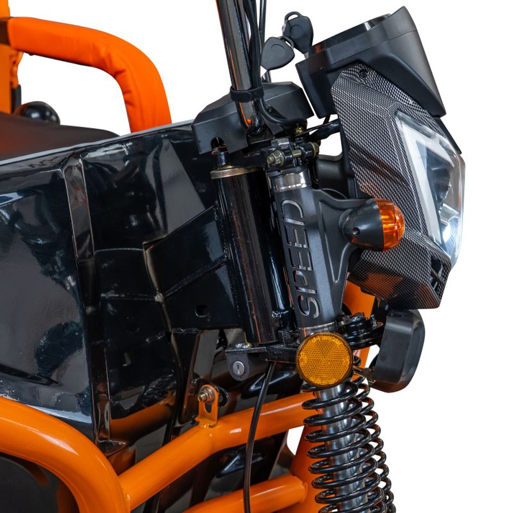 Triciclu electric RURIS Cargo Pilot 3120N, 2000W, Viteza 25 Km/h, Autonomie max 70 Km, negru-portocaliu