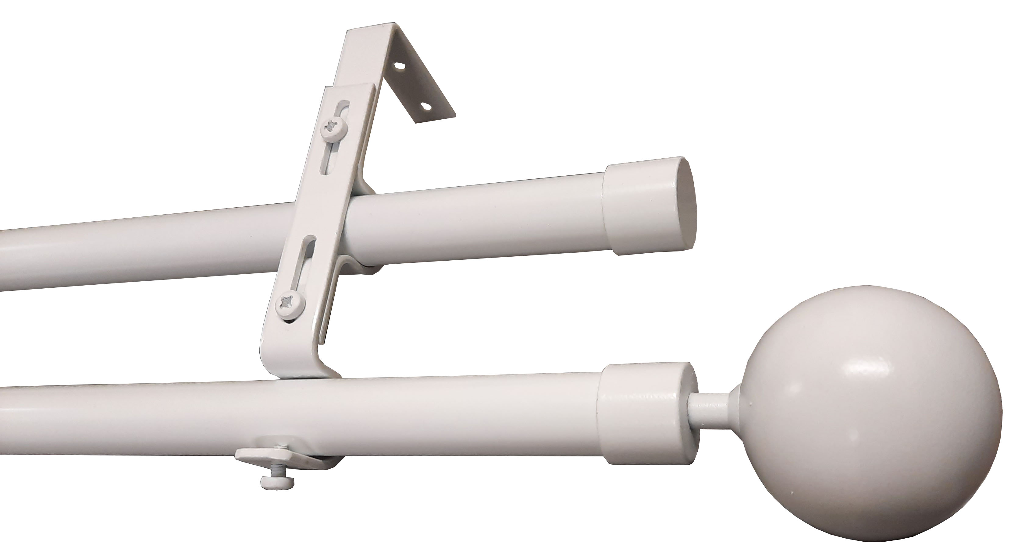 Set galerie dubla cu bila, alb, aluminiu, 250 cm x 16 mm  Ridorail