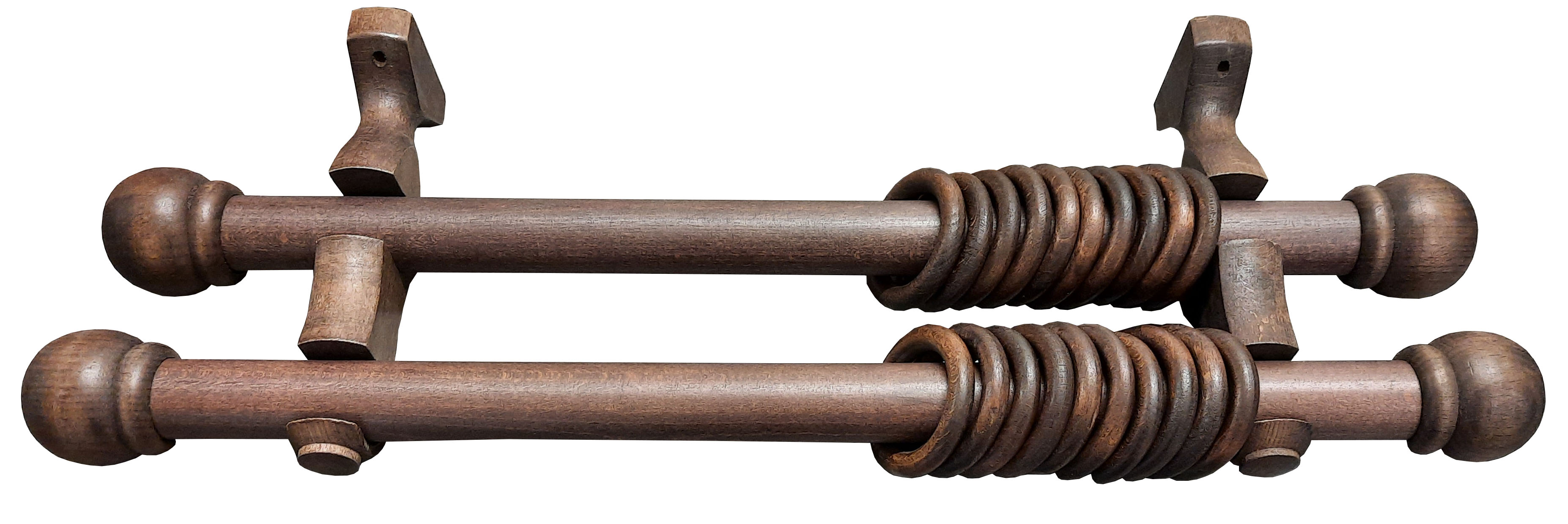 Set galerie dubla, maro, lemn, 250 cm x 28 mm  Ridorail