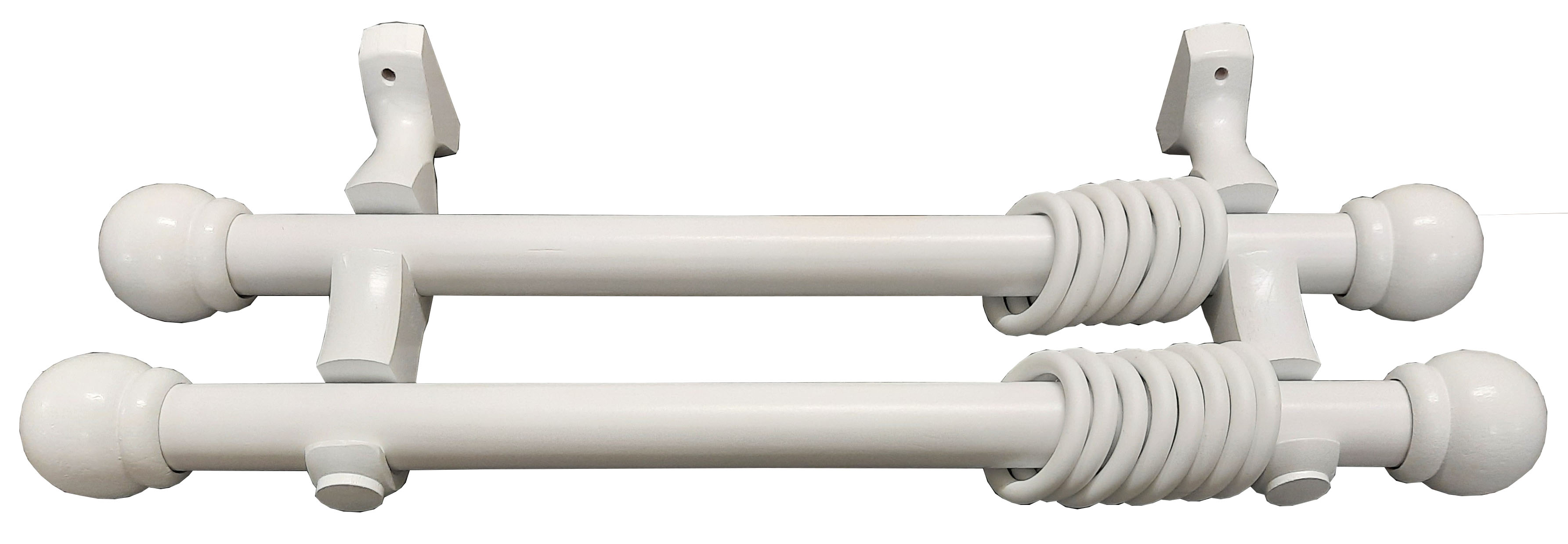 Set galerie dubla, alb, lemn, 150 cm x 28 mm  Ridorail