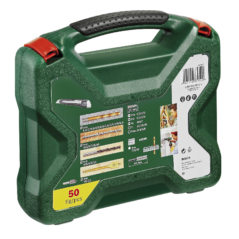 Set burghie, capete de surubelnita, capete tubulare Bosch X-Line Drill, 50 bucati