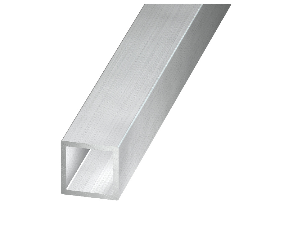 Teava patrata, aluminiu brut, 25 x 25 mm, 1 m