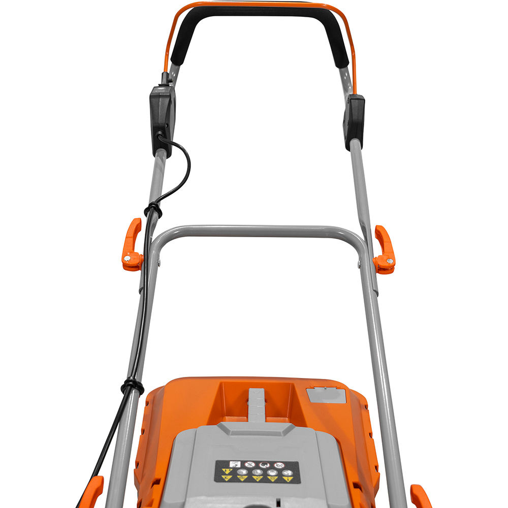 Masina de tuns iarba pe acumulator RURIS 330ED, Electrica, latime taiere 33cm, cos 30l, portocaliu