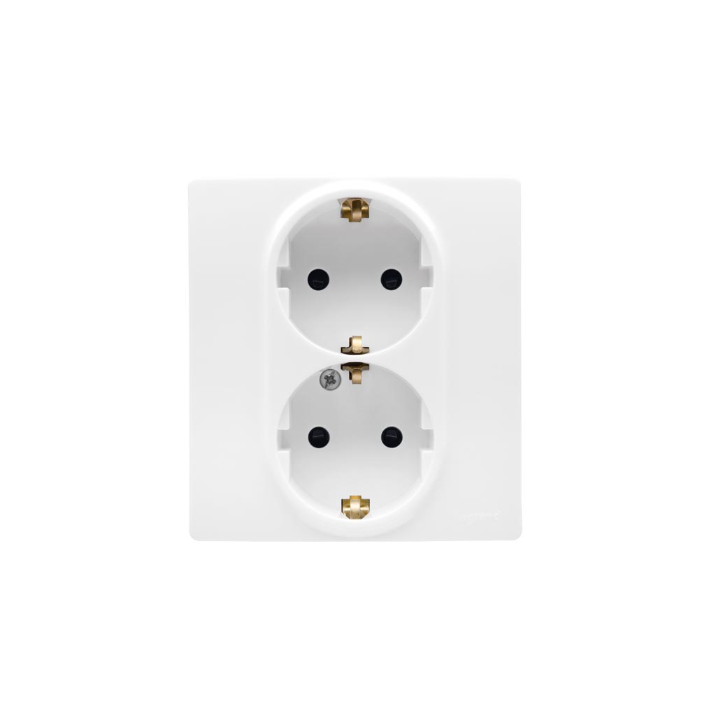 Priza dubla LEGRAND Niloe 396477, montaj incastrat, 2P+E, 16A, alb