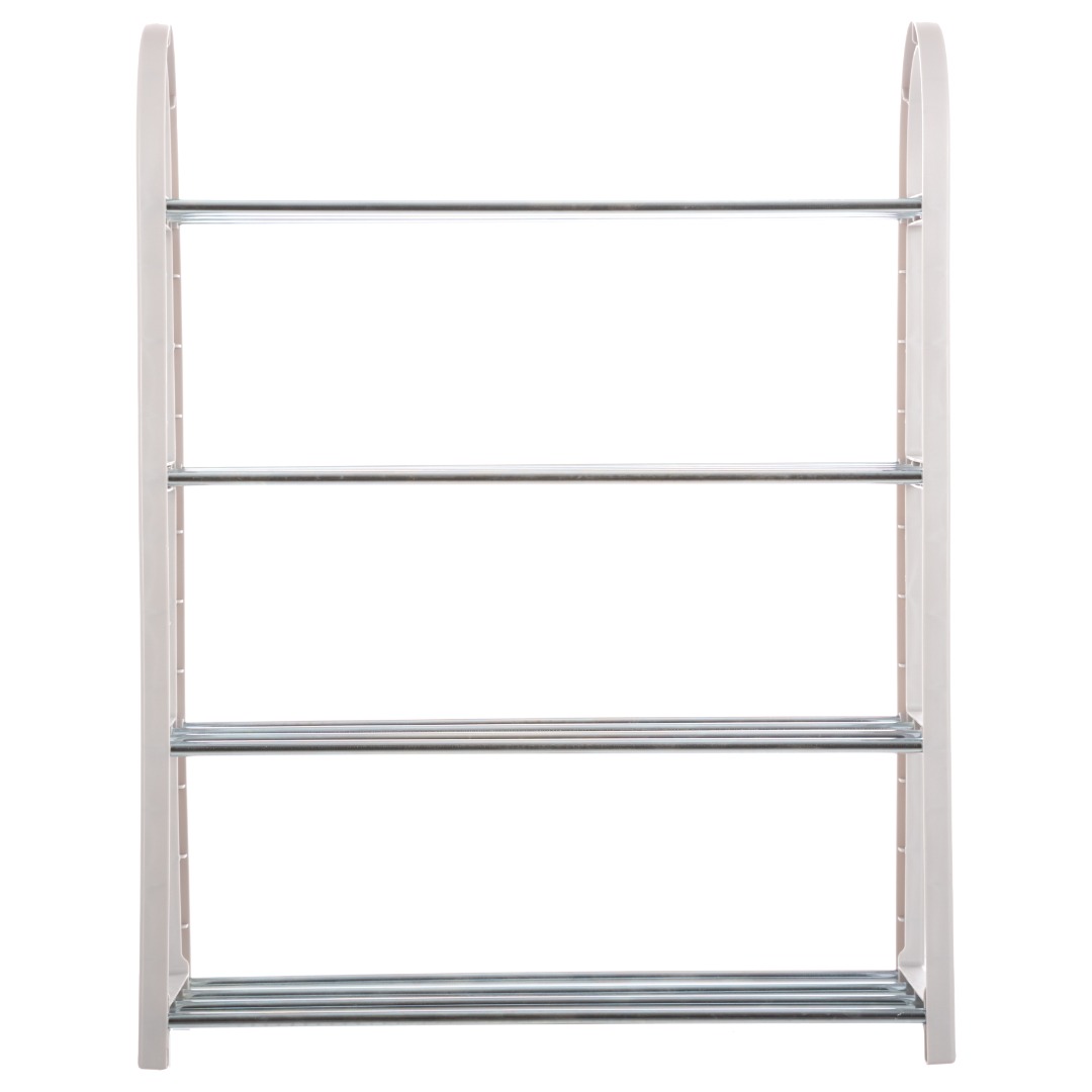 Suport incaltaminte, 4 polite, plastic, 65 x 50.5 x 19 cm, gri
