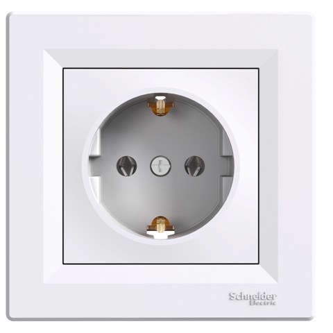 Priza Schneider Asfora, 2P+E, 16A, 250V, alb
