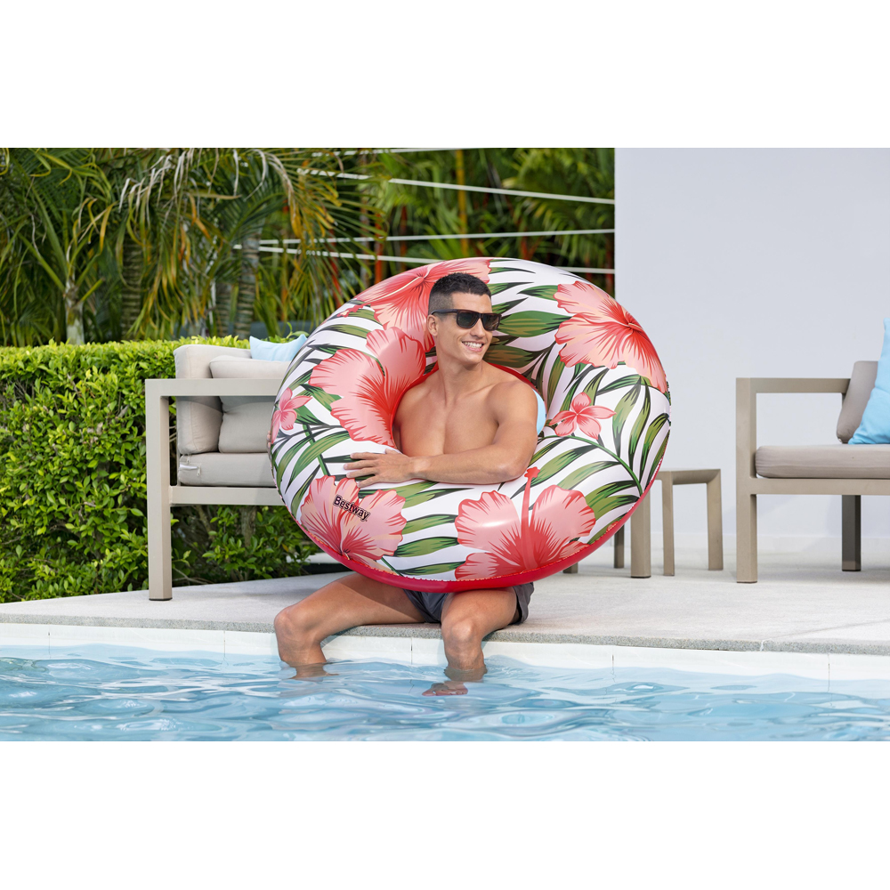 Colac de inot gonflabil BESTWAY, 119 cm, 12 ani+, model tropical, 1 buc