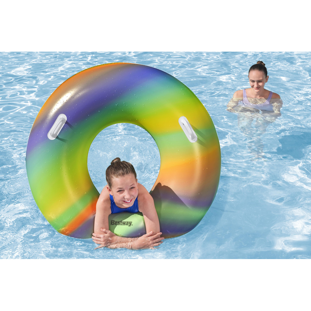 Colac de inot gonflabil cu manere BESTWAY, 119 cm, 12 ani+, capacitate maxima 100 kg, multicolor