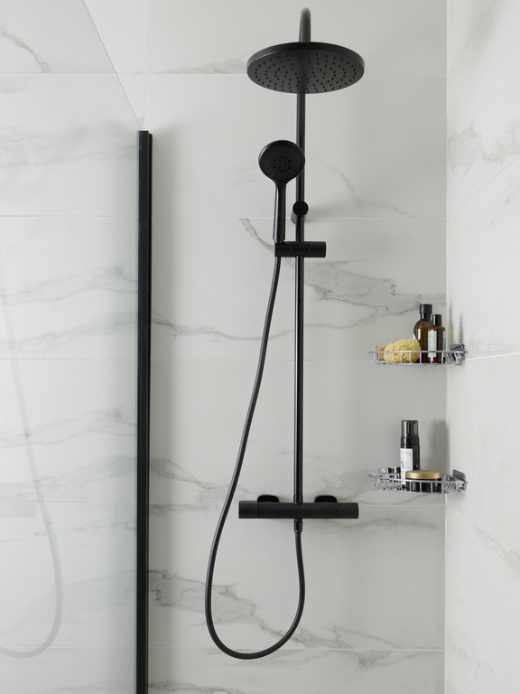 Coloana dus GOODHOME Cavally, termostat, 3 functii, negru